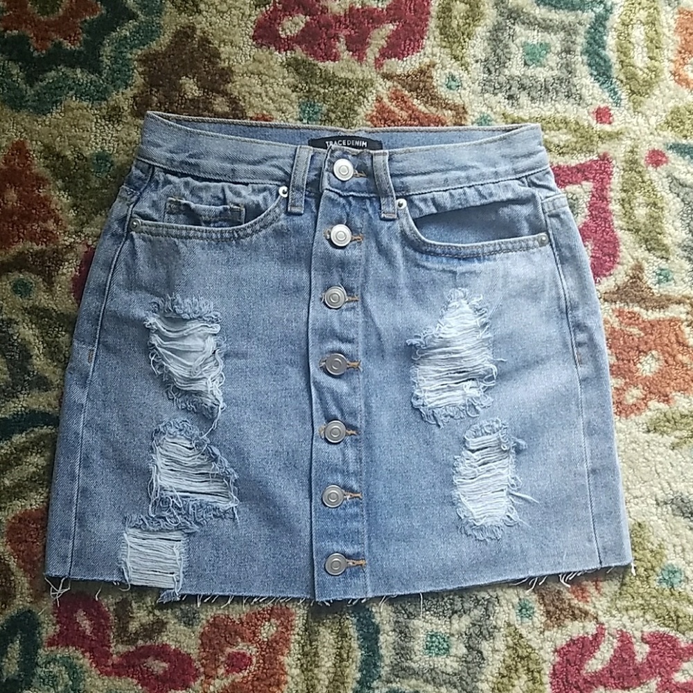 Lulus Denim Button Up Skirt